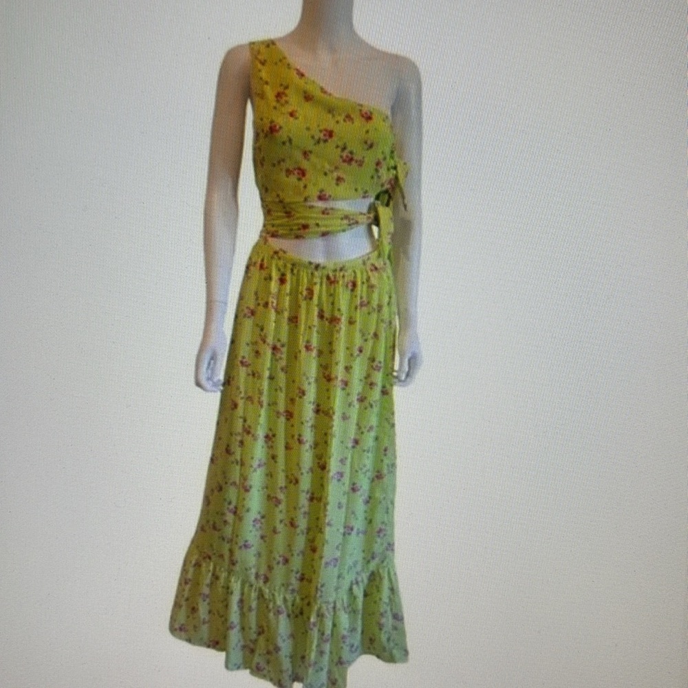 NWT Women’s WAYF Darlin Women’s Chiffon Cut Out Maxi Dress.  Large - Picture 2 of 3